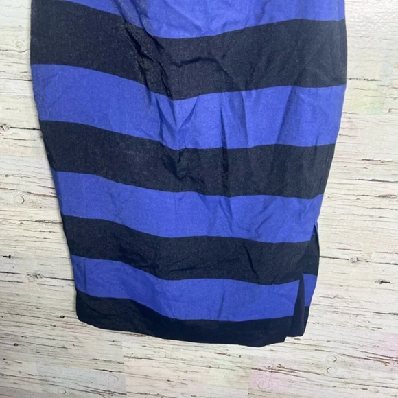 Banana republic blue striped midi skirt slit size 6 - Picture 3 of 7